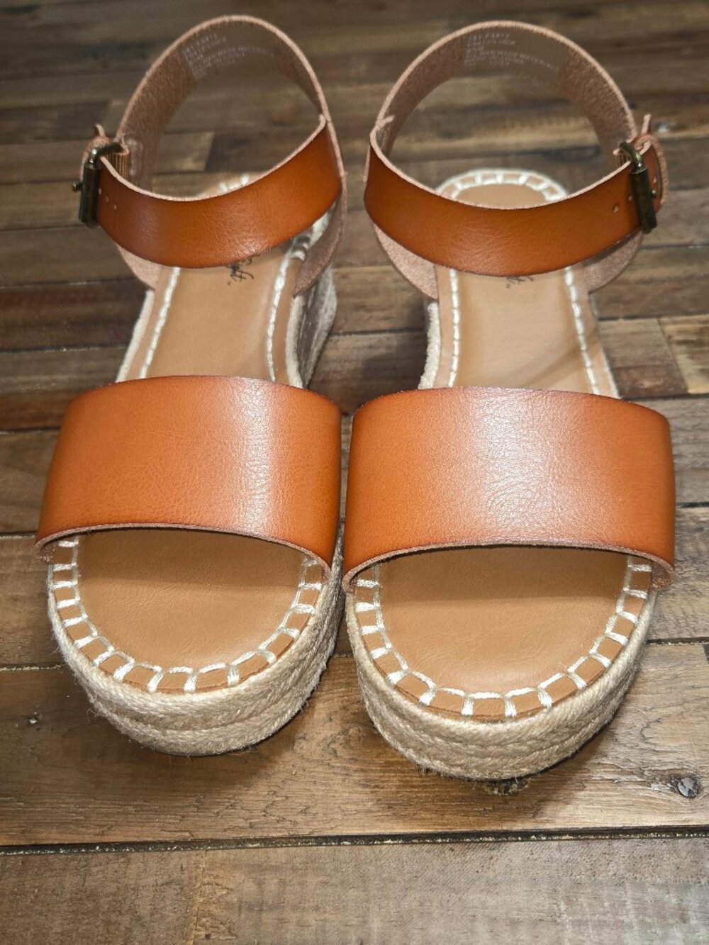 Vintage 7 Eight Luck Tan Platform Espadrille Wedge Sandals Sz‎ 8.5